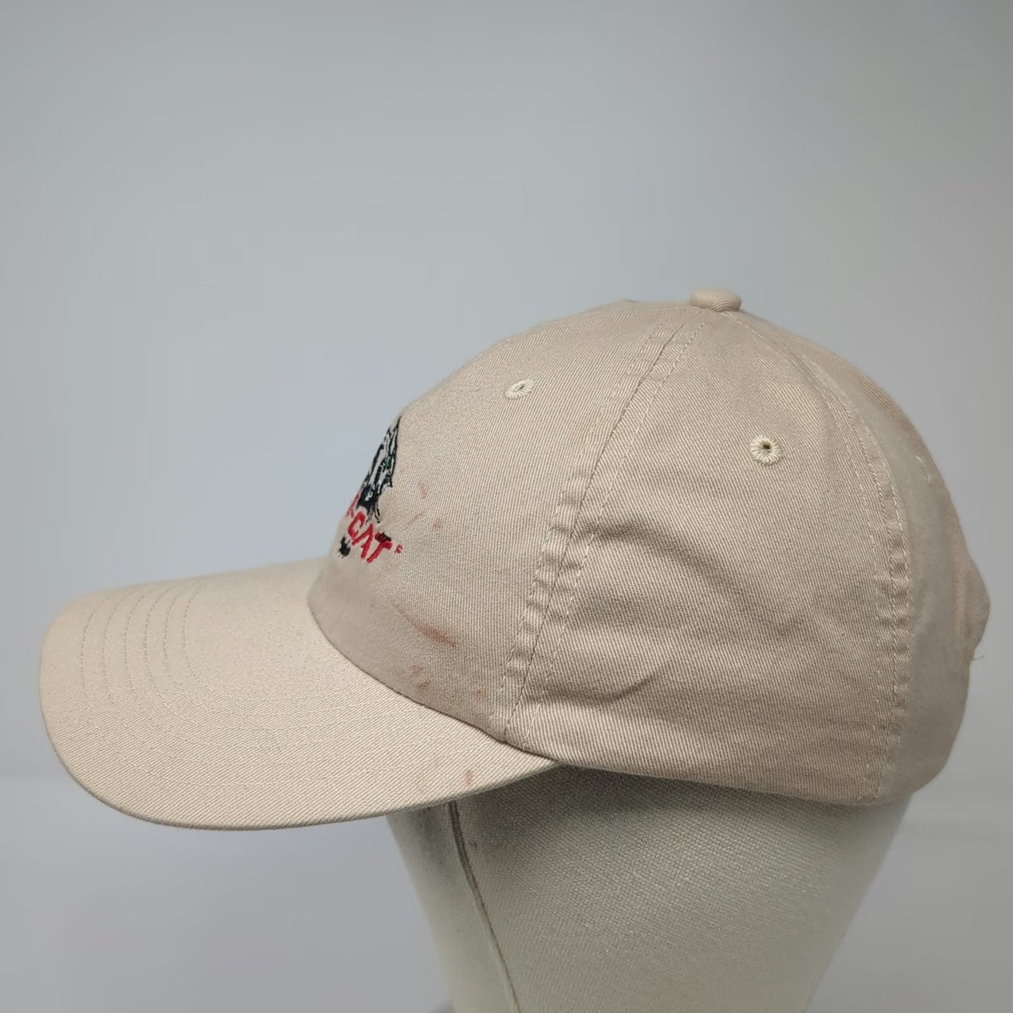 BIG Baseball Cap Beige One Size Bob-Cat Embroidered Logo Slideback Cotton Hat