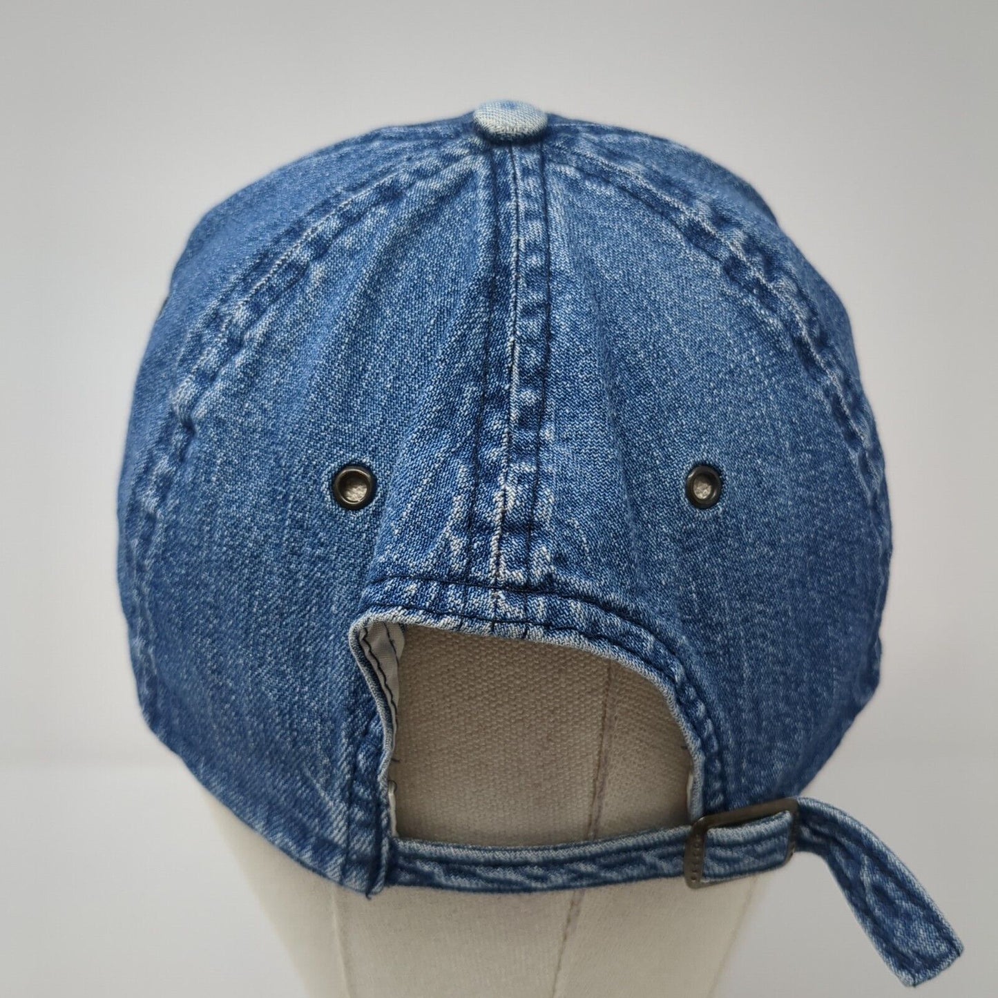 Ever Green Baseball Cap Blue One Size Adjustable Embroidered Distressed Denim