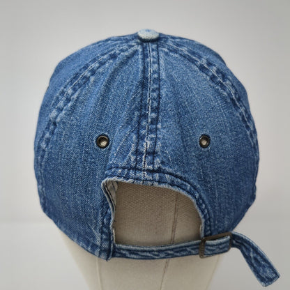 Ever Green Baseball Cap Blue One Size Adjustable Embroidered Distressed Denim