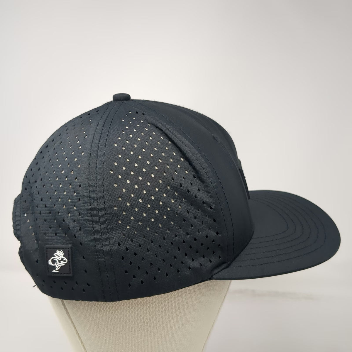 Jackalope Trucker Hat Black One Size Laser Perforated Mesh Snapback Rubber Patch