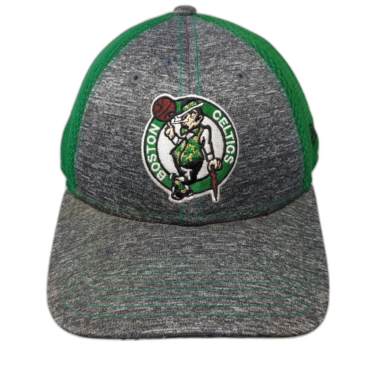 Boston Celtics NBA New Era Cap Gray One Size Mesh Strapback Heathered Hat Logo