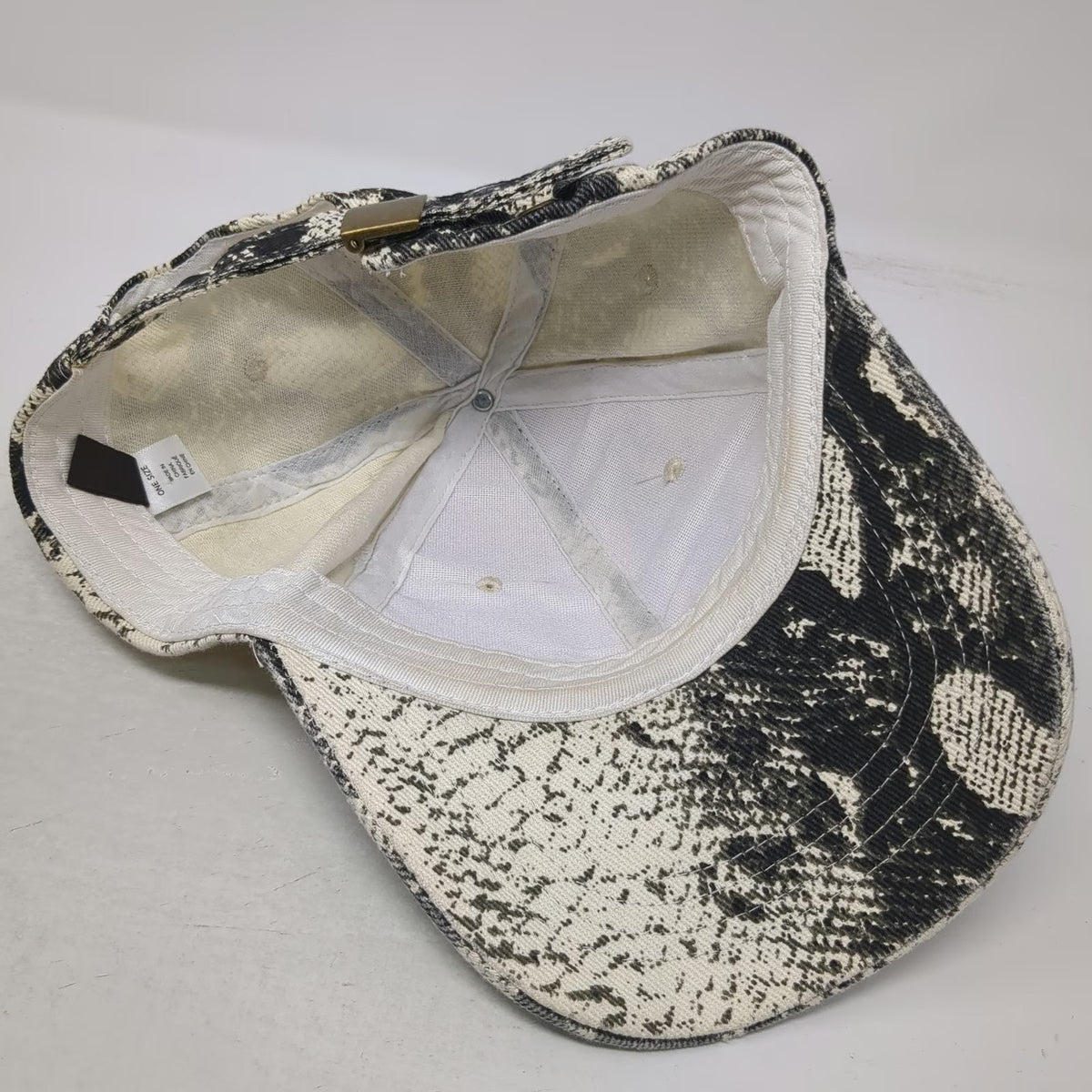 Free Press Baseball Cap White One Size Snakeskin Print Allover Hat Strapback