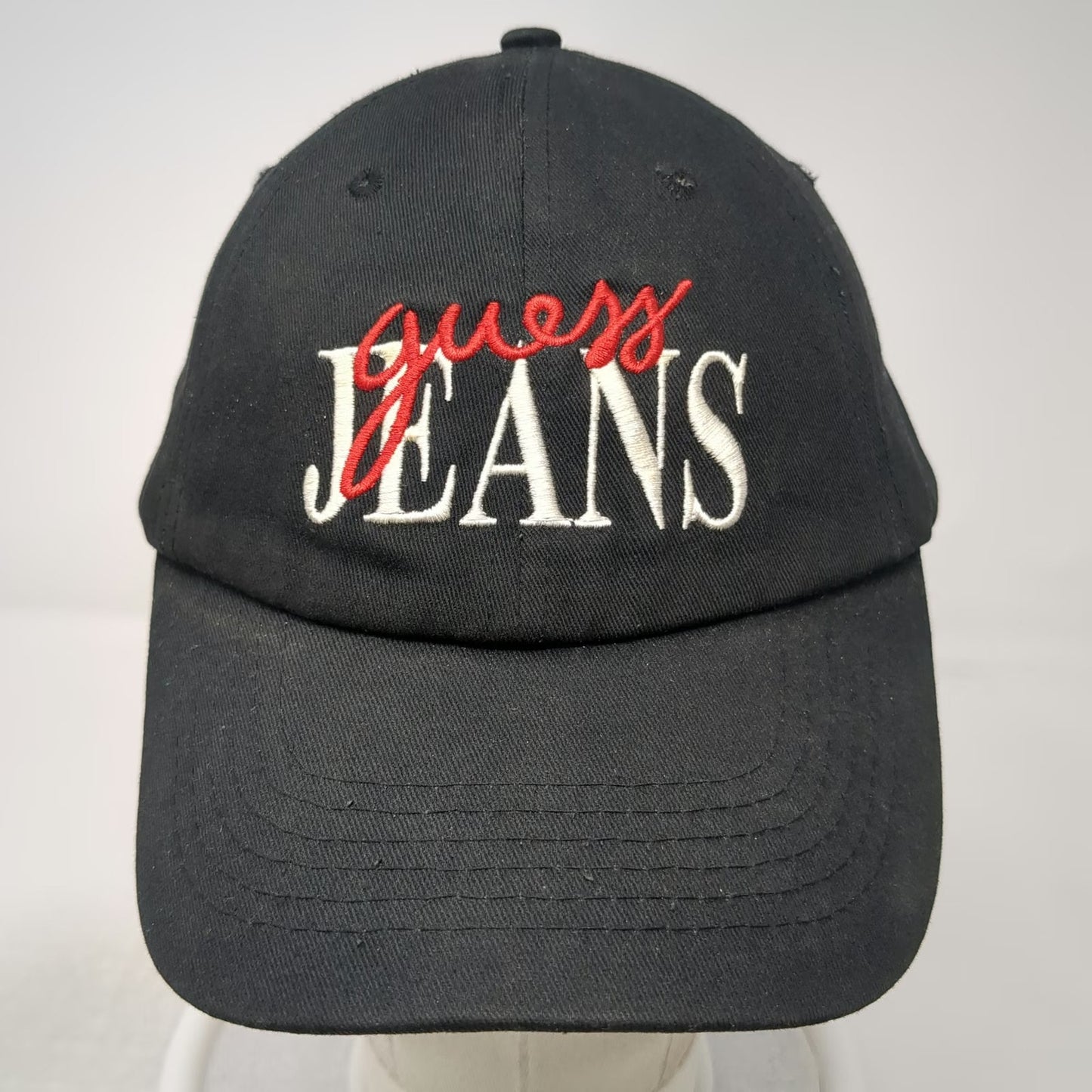 Guess Baseball Cap Black One Size Embroidered Jeans Script Logo Slideback Hat