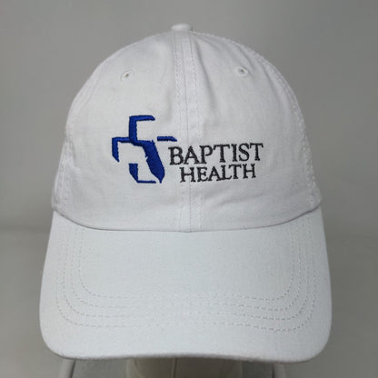 Baptist Health Slideback Hat White OSFA Adjustable Embroidered Logo 6 Panel