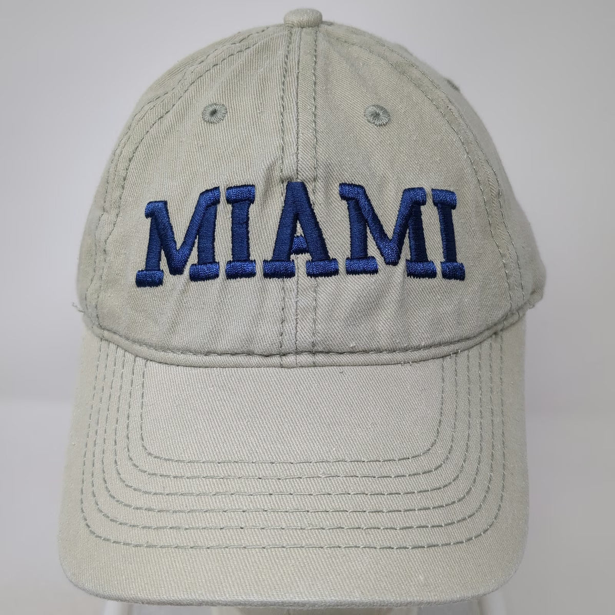 ESY Baseball Cap Beige One Size Embroidered Miami Slideback Cotton Strap Hat
