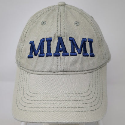 ESY Baseball Cap Beige One Size Embroidered Miami Slideback Cotton Strap Hat