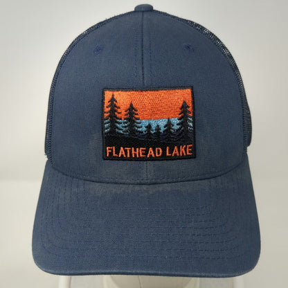 Yupoong Trucker Hat Blue One Size Flathead Lake Montana Sunset Mesh Snapback