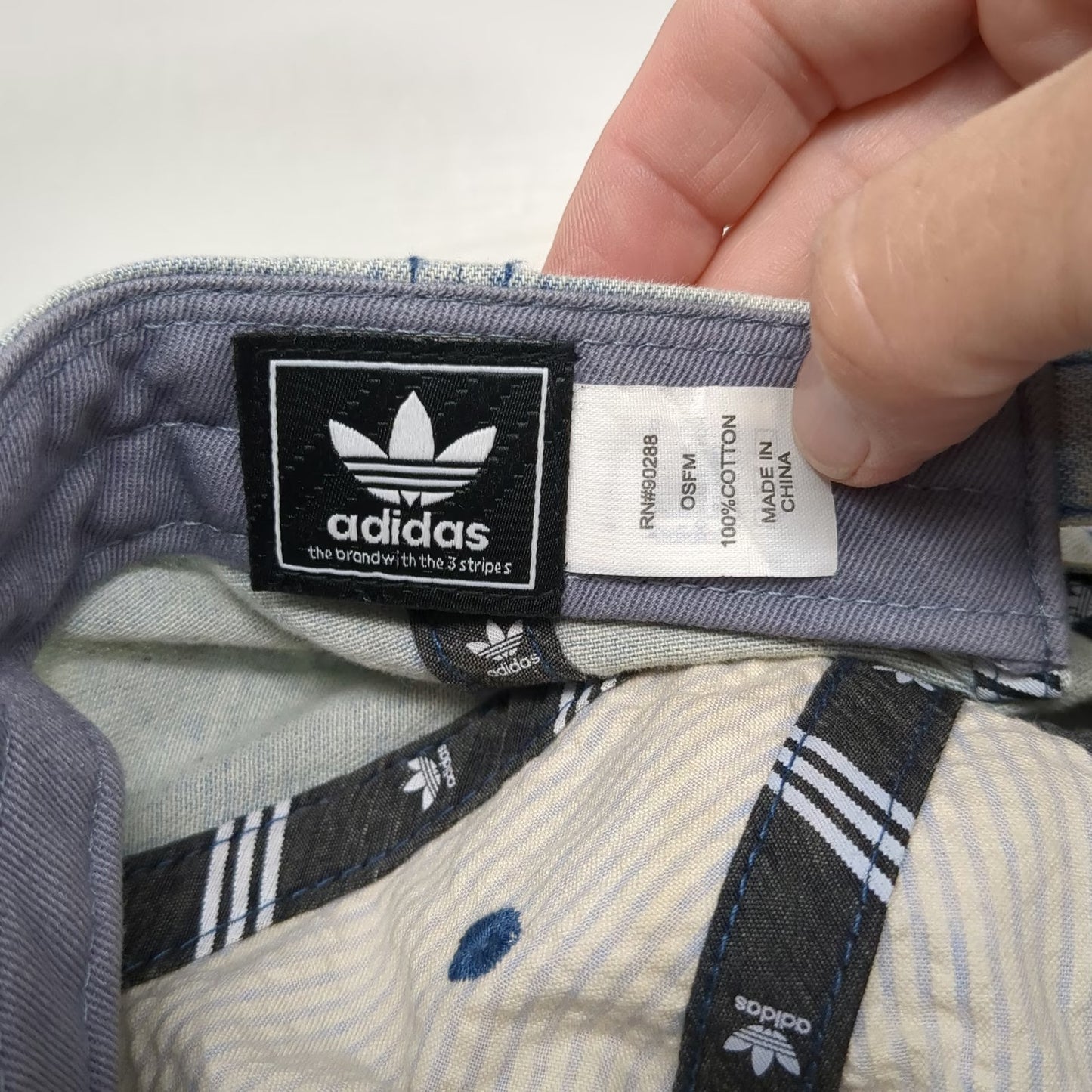 Adidas Baseball Cap Blue One Size Denim Trefoil Logo Slideback Acid Wash Hat