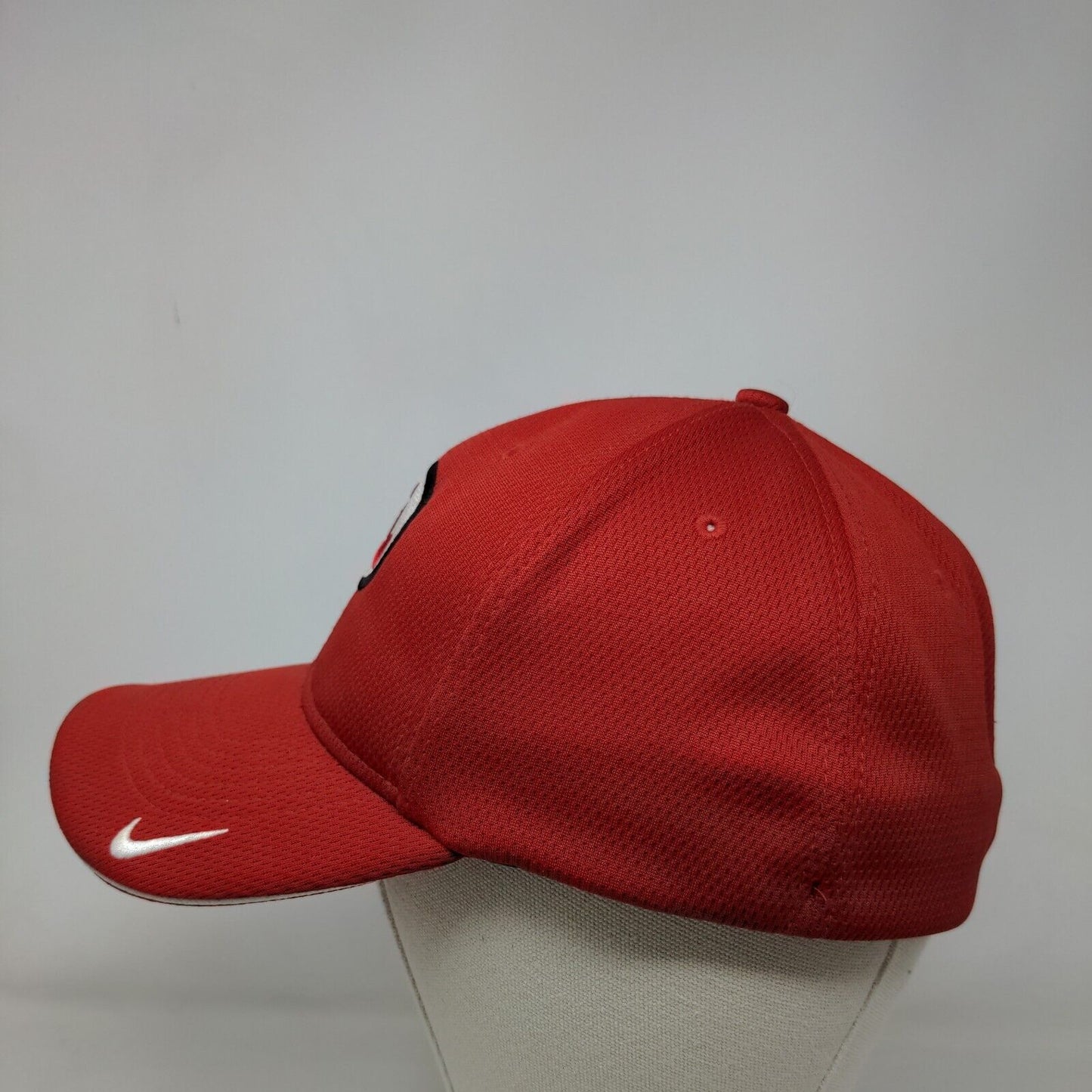 Nike Golf Men's Fitted Hat Red M-L Embroidered Yutes L Logo 100% Polyester