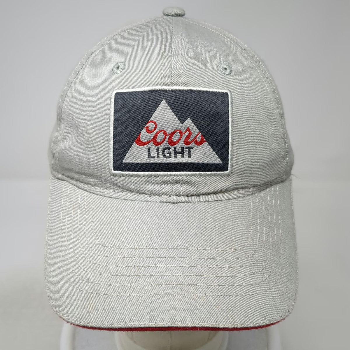 Signatures Coors Light Baseball Cap Gray One Size Red Trim Slideback Hat Patch