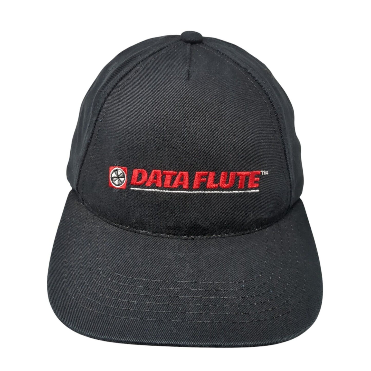 Data Flute Strapback Hat Black One Size Adjustable Embroidered Graffiti