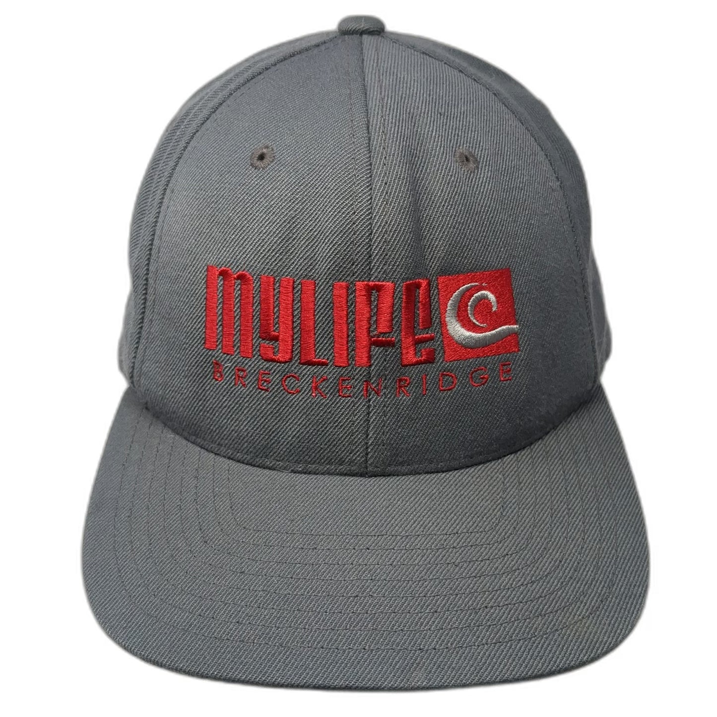 Yupoong Snapback Hat Gray One Size Breckenridge MyLife Logo Green Underbrim Wool