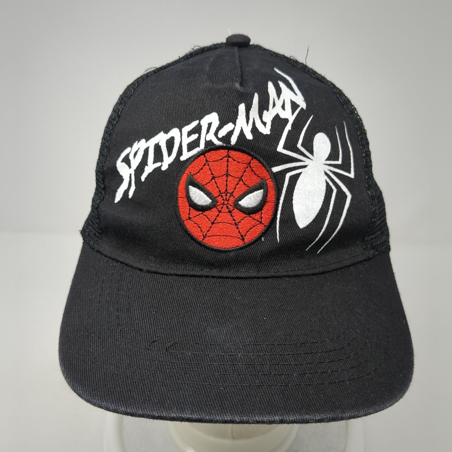 Spider-Man Snapback Trucker Hat Black OS Adjustable Embroidered Mesh Back Marvel