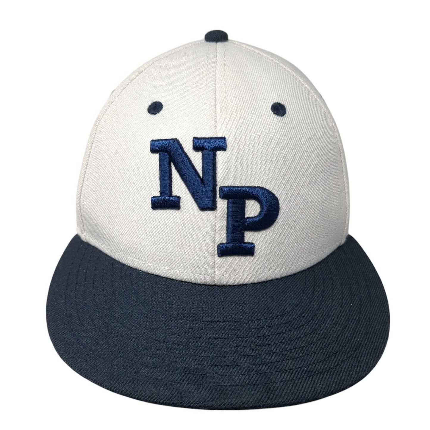 NP Fitted Hat White 7 1/4 Embroidered Vented Holes 6 Panel The Game Pro