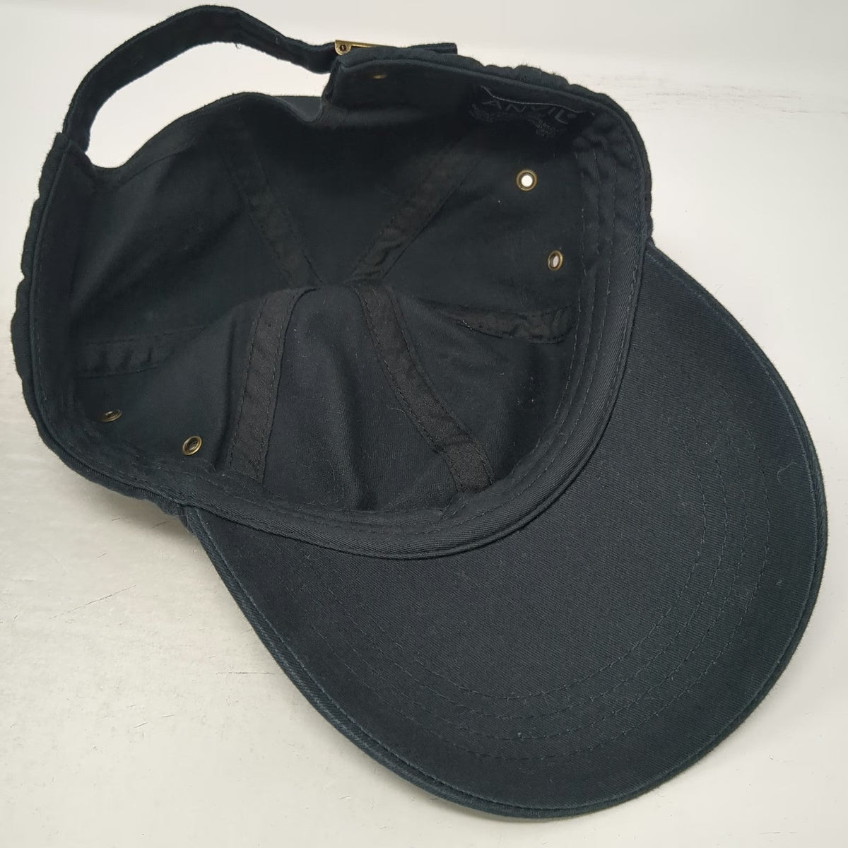 Anvil Baseball Cap Black One Size Solid Cotton Slideback Buckle Blank Hat