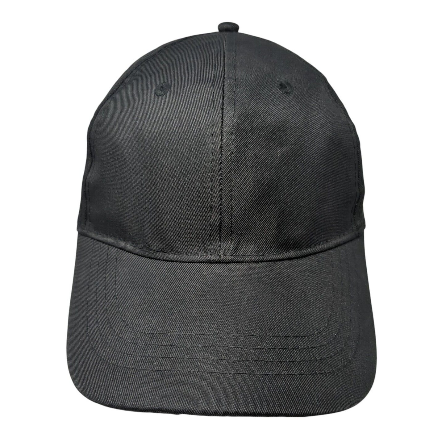 Unbranded Strapback Hat Black One Size Adjustable Vented Holes 6 Panel Blank