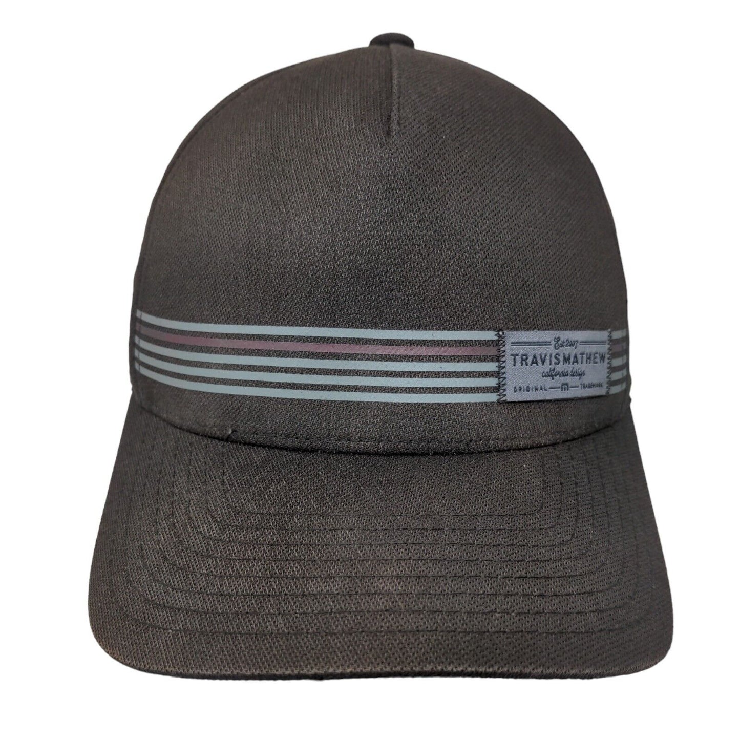 Travis Mathew Snapback Hat Black One Size Striped Trim Flexfit 110 Yupoong