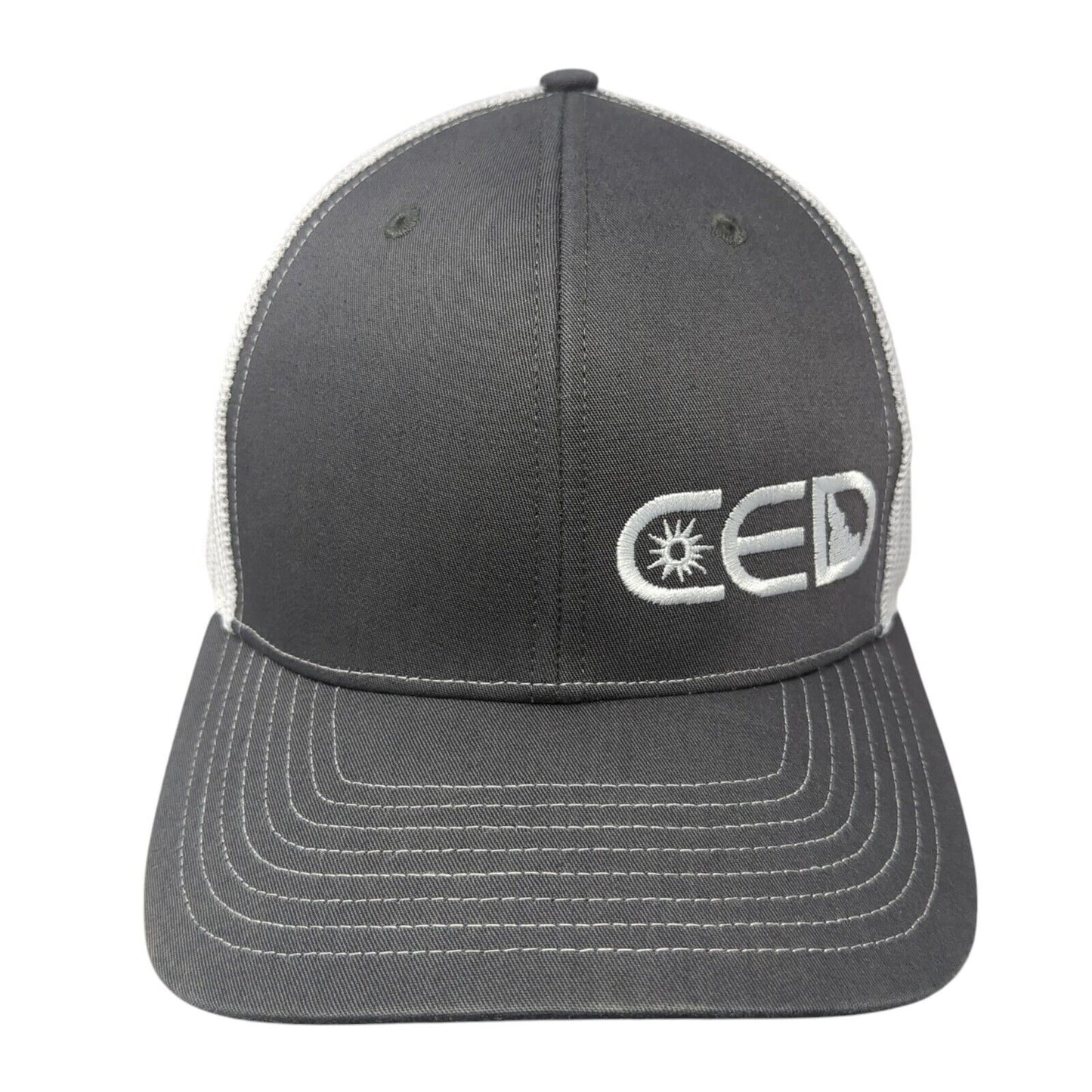 CED Snapback Trucker Hat Gray OS Adjustable Embroidered Mesh Back Richardson