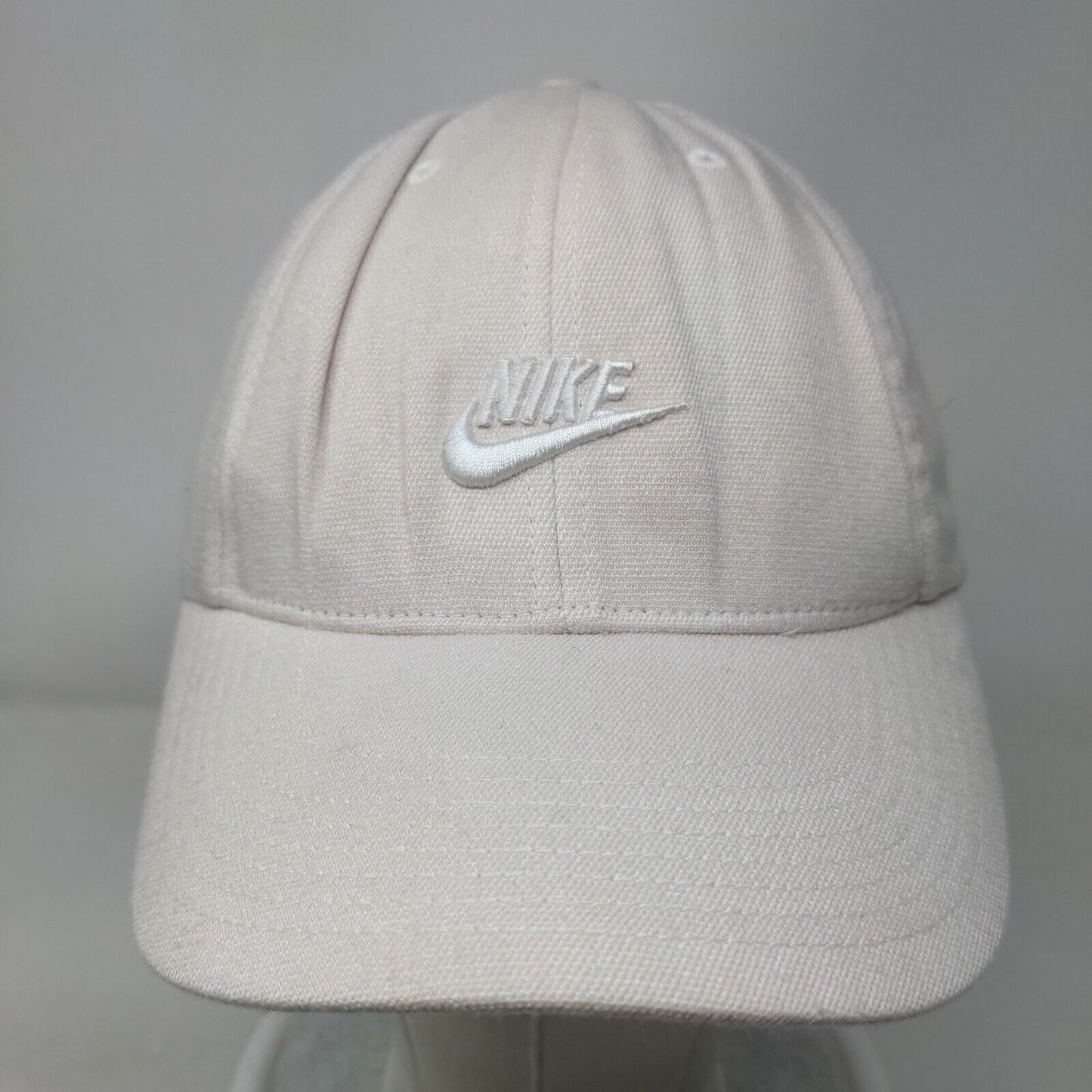 Nike Swoosh Fitted Hat Cream One Size Embroidered Solid 6 Panel