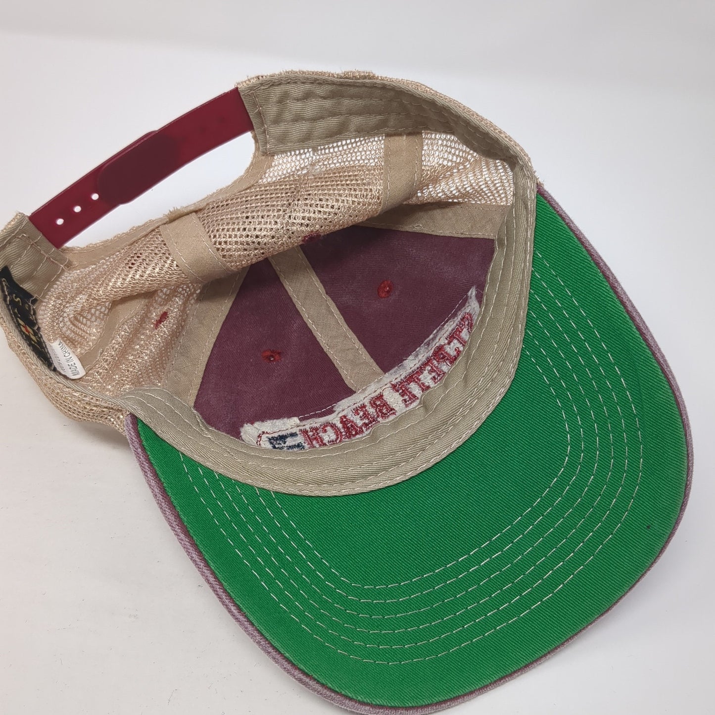 St. Pete Beach FL Trucker Hat Red OS Adjustable Embroidered Mesh Back Alhys