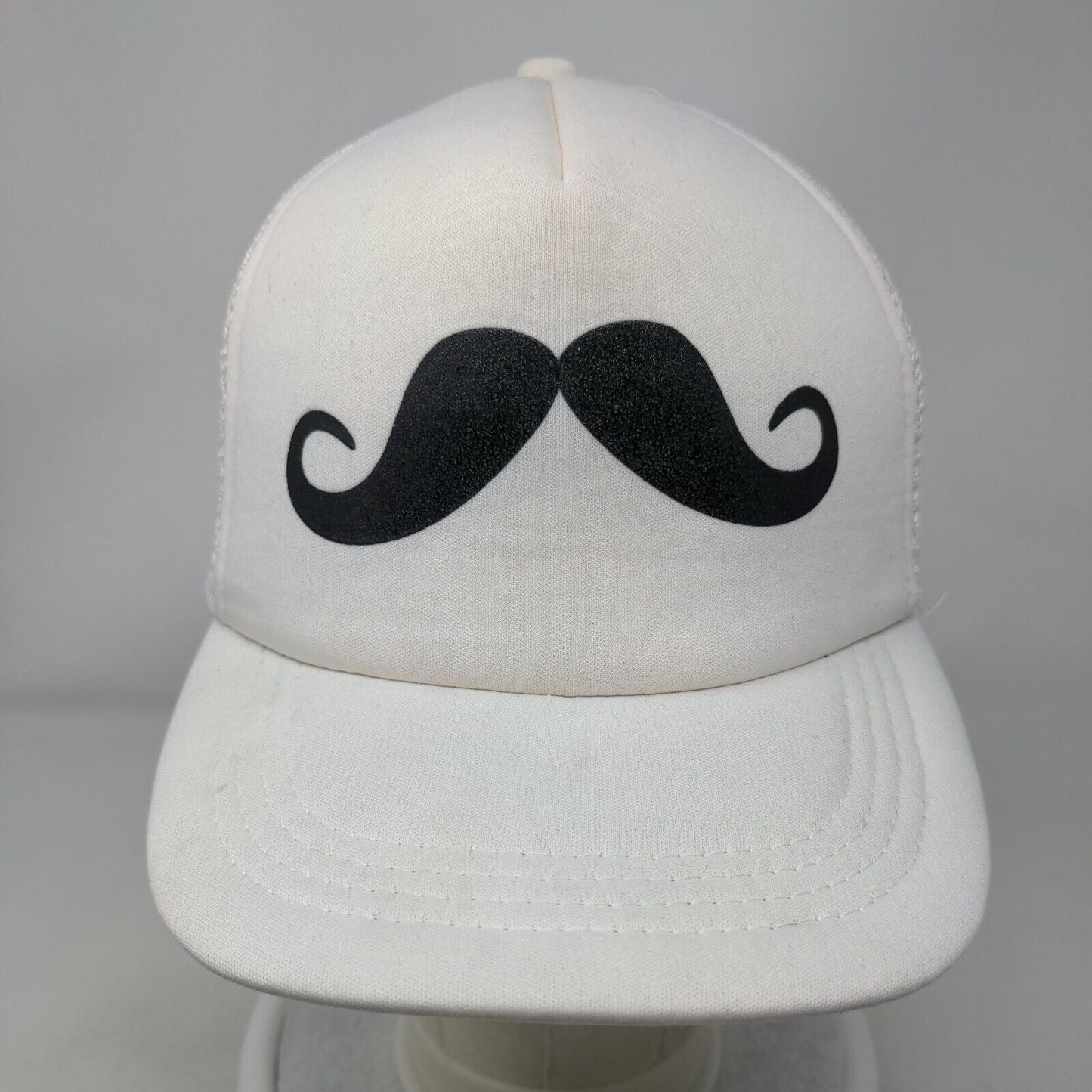 Mustache Snapback Mesh Back Trucker Hat Cream OSFA Adjustable