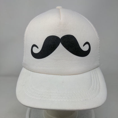 Mustache Snapback Mesh Back Trucker Hat Cream OSFA Adjustable