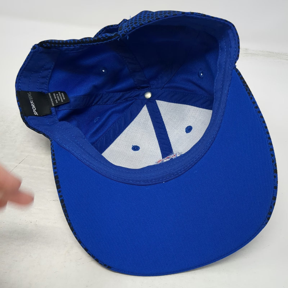 Sport-Tek Baseball Cap Blue Black OSFM Gem Meat Packing Co Mesh Strapback Hat
