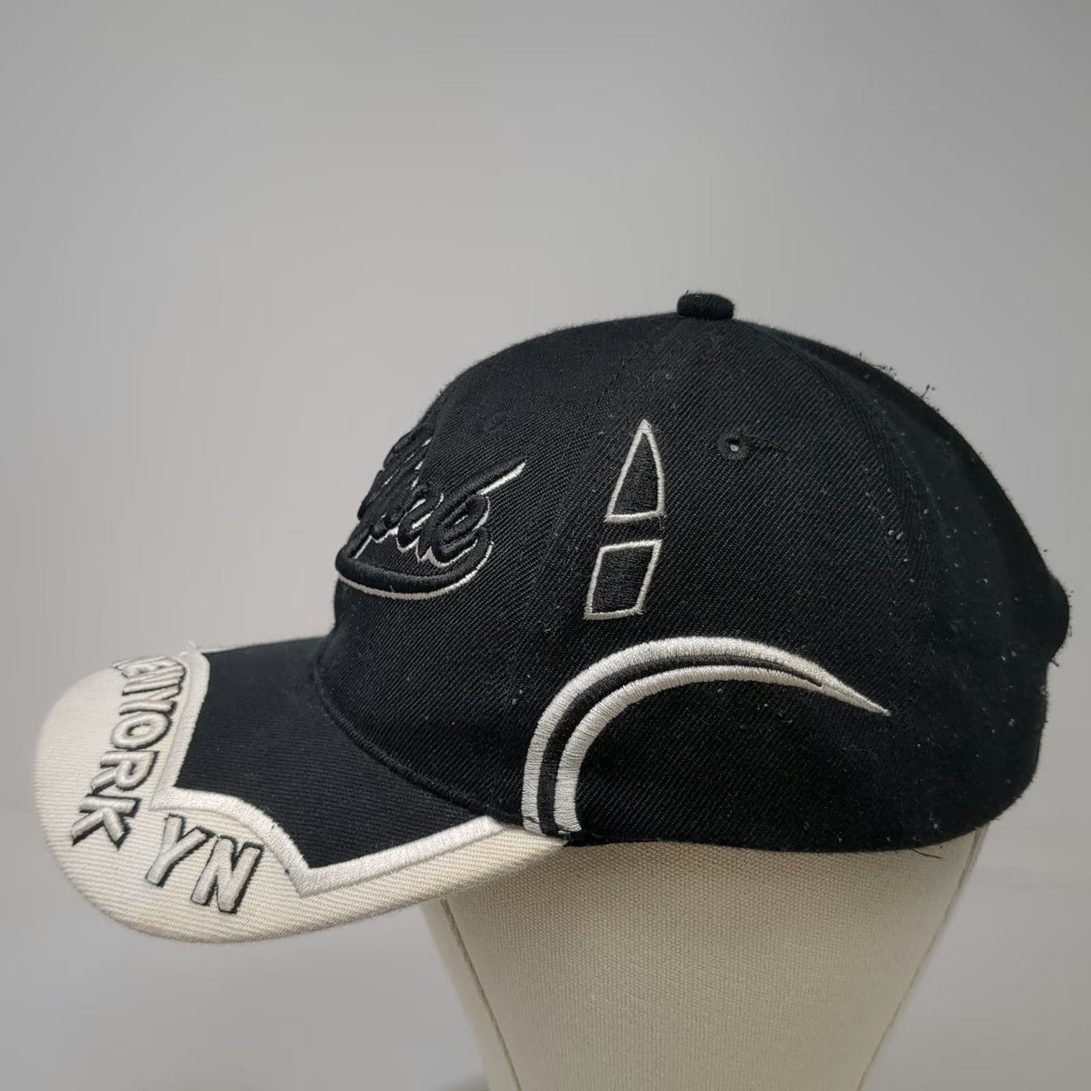Black Baseball Cap One Size Embroidered New York City Contrast Brim Script Hat
