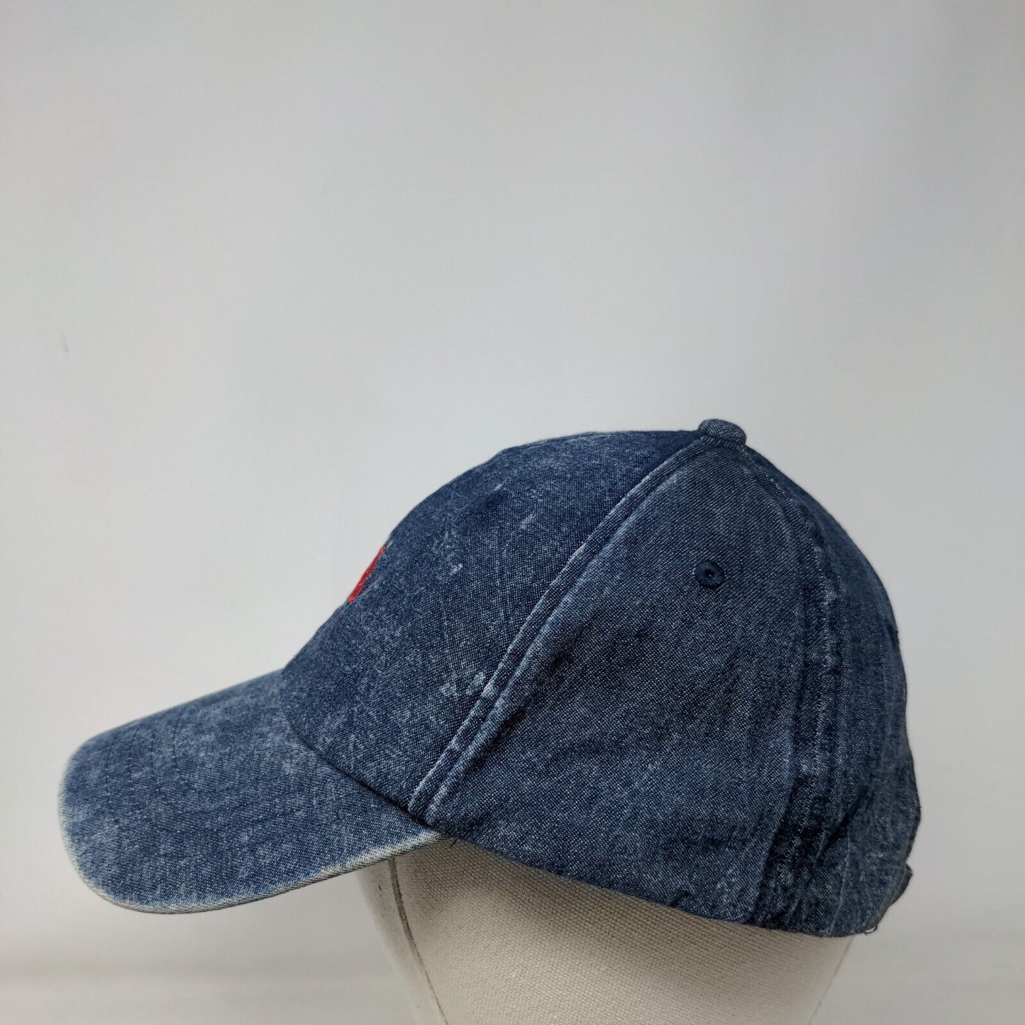 Empyre Slideback Hat Blue One Size Adjustable Embroidered Floral Denim Cotton