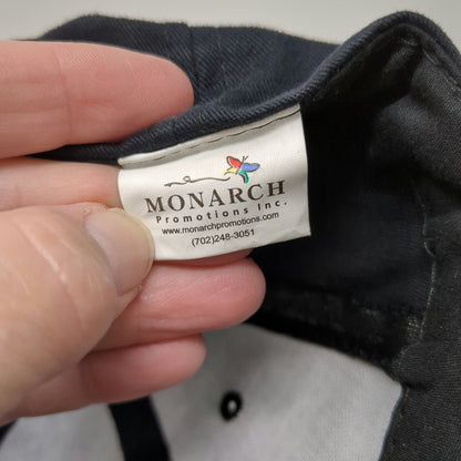 Monarch Baseball Cap Black OSFM Wyoming Downs Horse Racing Logo Strapback Hat