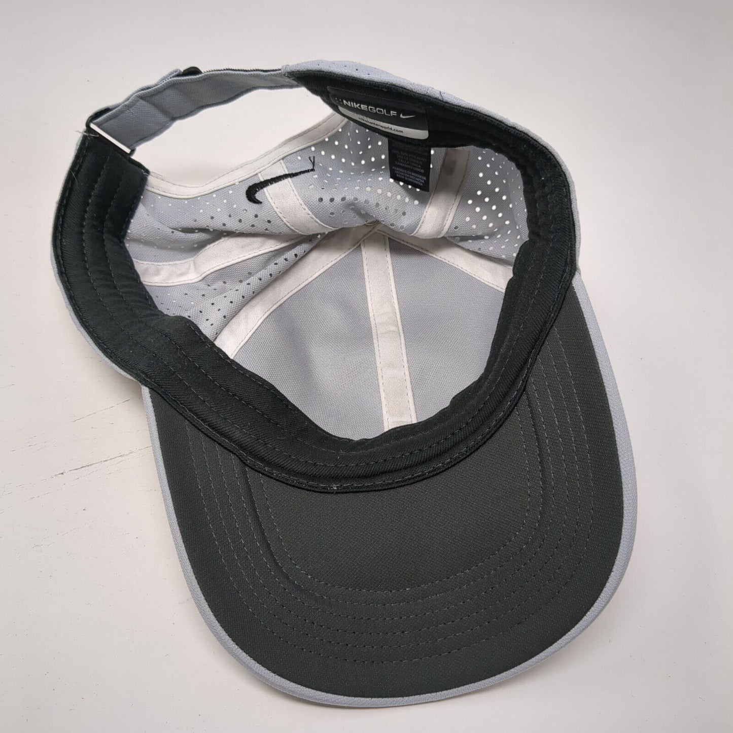 Nike Golf Strapback Hat Gray OS Adjustable Embroidered Breathable Polyester