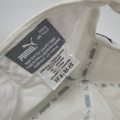 Puma Baseball Cap White One Size Embroidered Logo Adjustable Slideback Hat