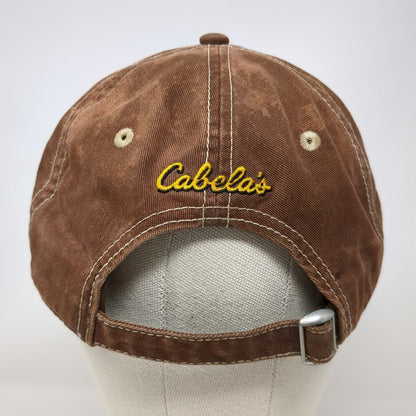 Cabela's Baseball Cap Brown OSFM Contrast Stitch Embroidered Logo Hat Outdoor