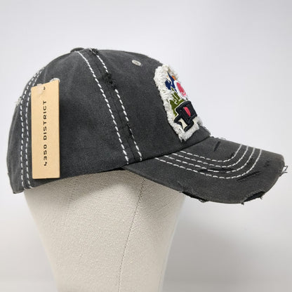 4350 District Baseball Cap Gray One Size Happy Camper Distressed Strapback Hat