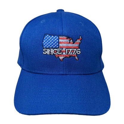 Since 1776 Strapback Hat Blue One Size Adjustable Embroidered Patriotic 6 Panel