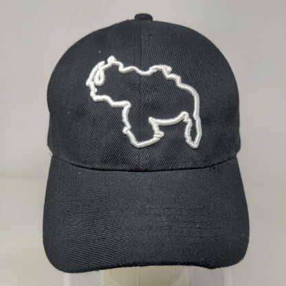 Unbranded Strapback Hat Black One Size Adjustable Embroidered 6 Panel