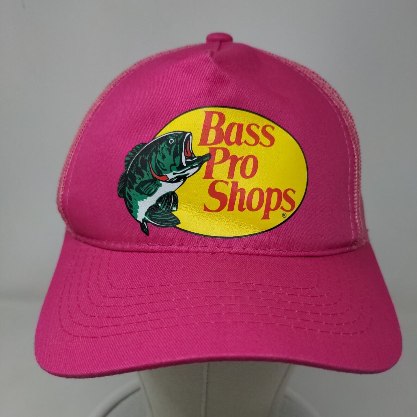 Bass Pro Shops Gone Fishing Snapback Mesh Back Trucker Hat Pink OSFM