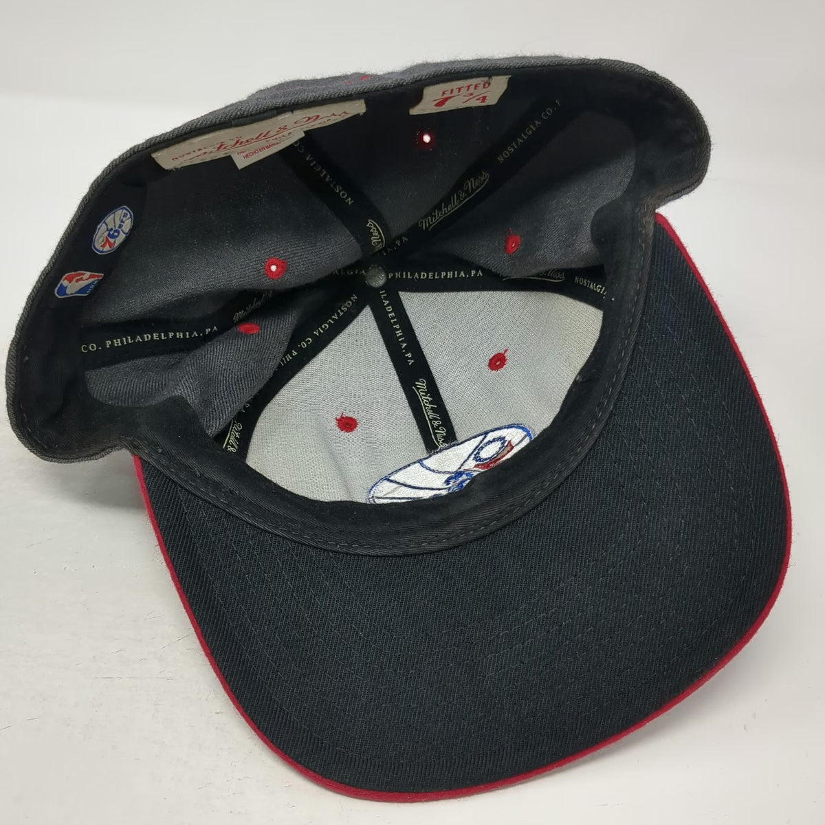 Mitchell & Ness Philadelphia 76ers NBA Hat Gray Red 7 3/4 Fitted Cap Flat Brim