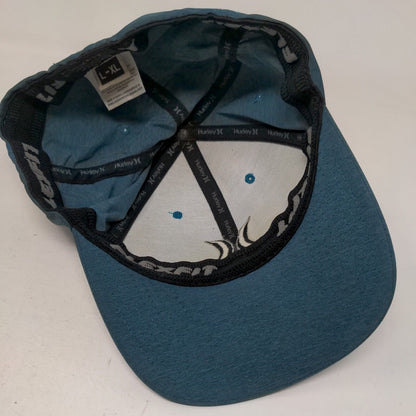 Hurley Fitted Hat Blue L/XL Embroidered Logo 6 Panel Flexfit Yupoong