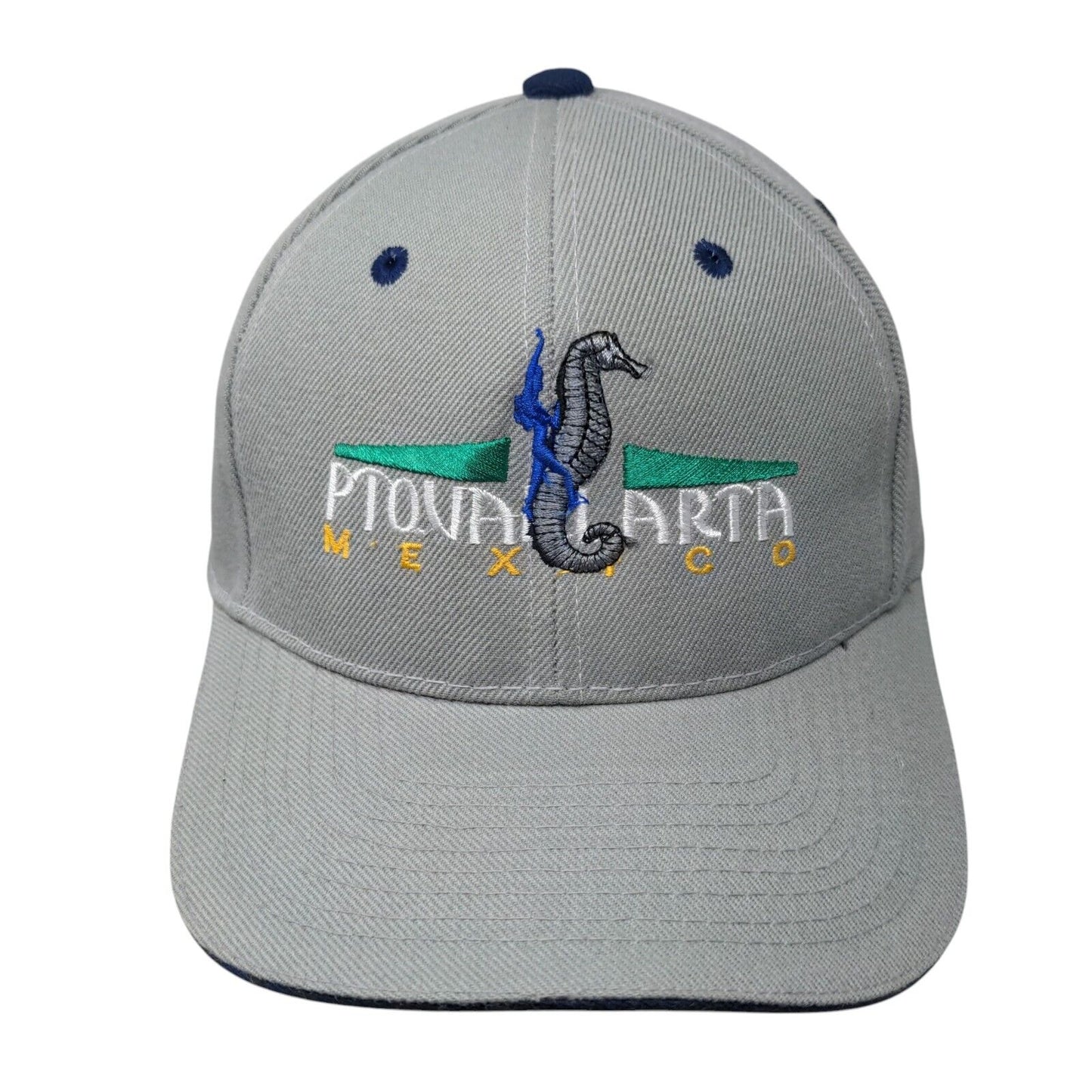 Pto. Vallarta Mexico Strapback Hat Gray One Size Embroidered 6 Panel