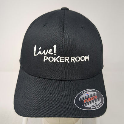 Port Authority Baseball Cap Black XL Live Poker Room Fitted Flexfit Curved Hat