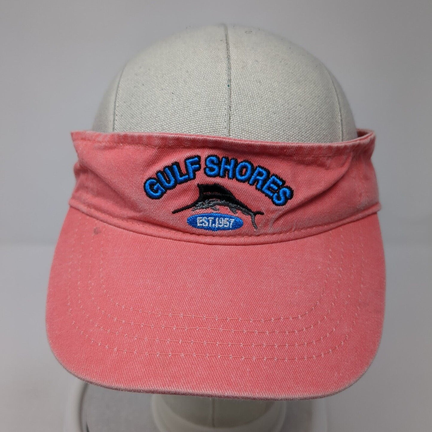 Gulf Shores Est. 1957 Sun Visor Hat Pink One Size Adjustable Embroidered Cotton