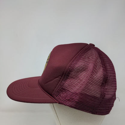 Chave Duoro Espresso Coffee Snapback Trucker Hat Red Burgundy Mesh Back Rope
