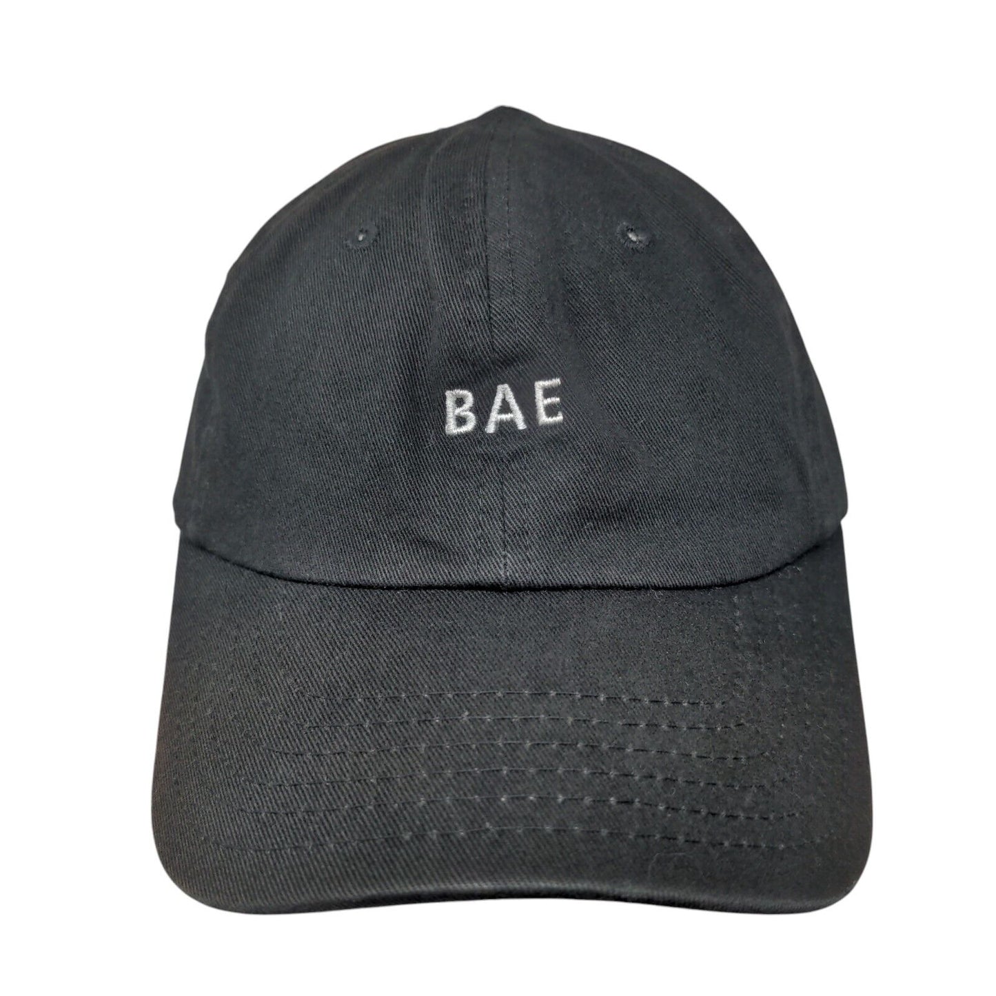 BAE Slideback Hat Black One Size Adjustable Embroidered Vented Holes 6 Panel