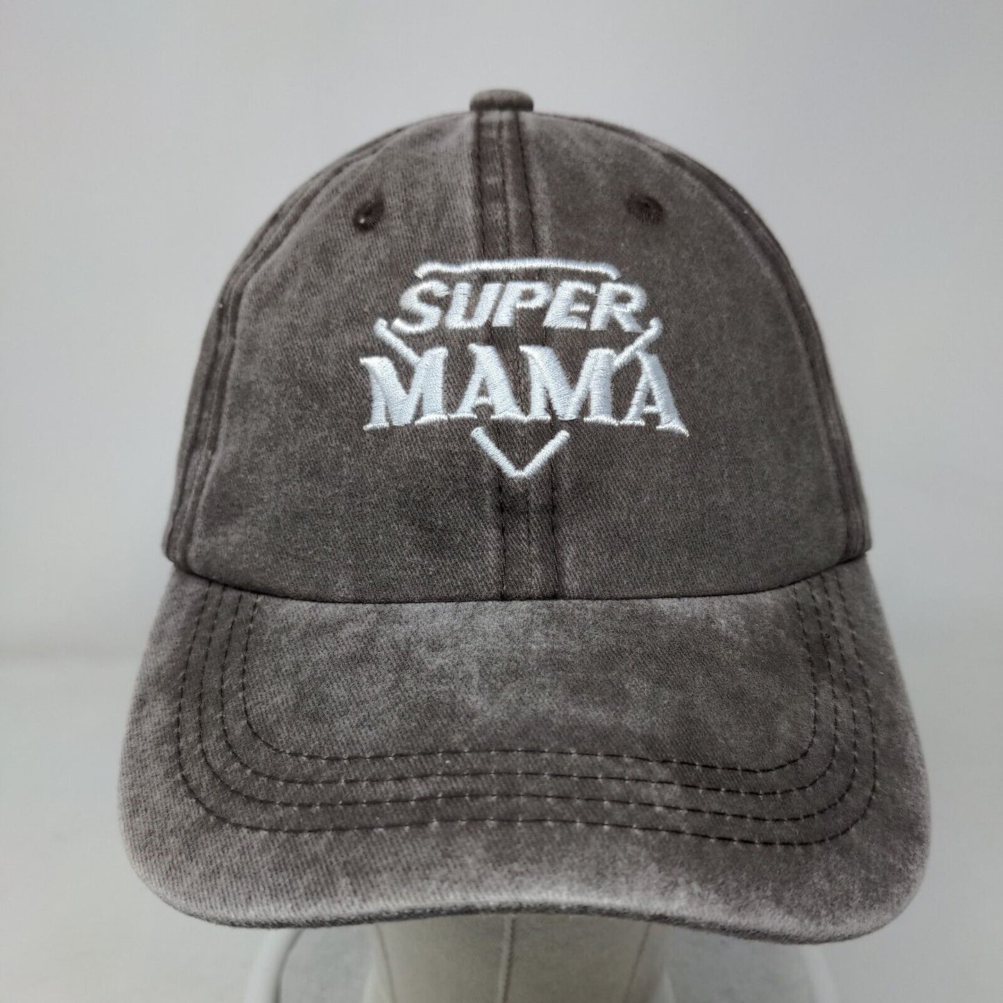 Super Mama Slideback Hat Brownish-Gray One Size Adjustable Embroidered Cotton