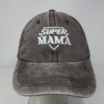 Super Mama Slideback Hat Brownish-Gray One Size Adjustable Embroidered Cotton