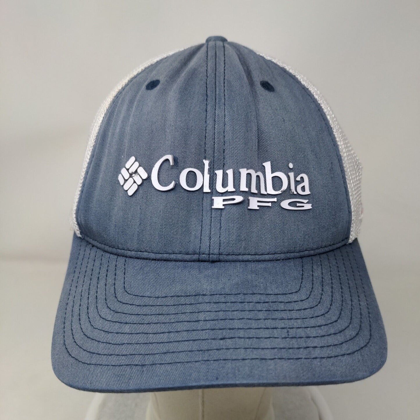 Columbia PFG Fitted Mesh Back Trucker Hat Blue One Size Colorblock Flexfit