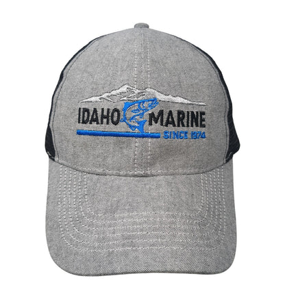 Idaho Marine Trucker Hat Gray One Size Adjustable Embroidered Mesh Back 6 Panel