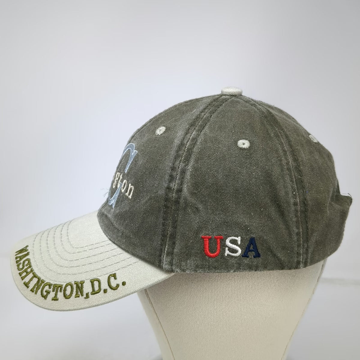 I Love DC Baseball Cap Green Beige One Size Washington DC USA Flag Souvenir Hat