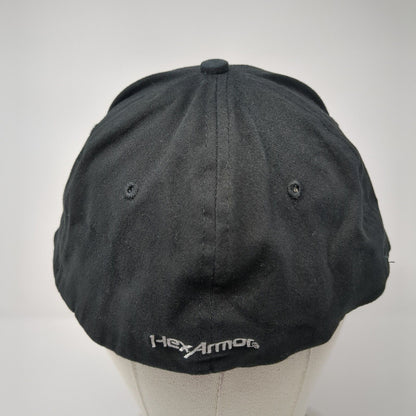 Hex Armor Fitted Hat Black L/XL Lightweight Embroidered Vented Holes 6 Panel